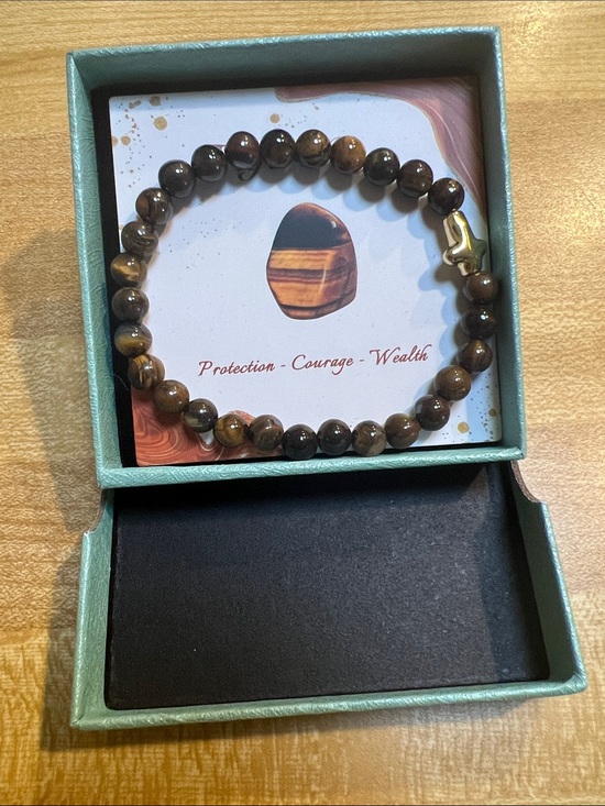 Jewelry - #2588**Brown Tiger's Eye Beaded Stretch Bracelet - Protection, Courage, Wealth